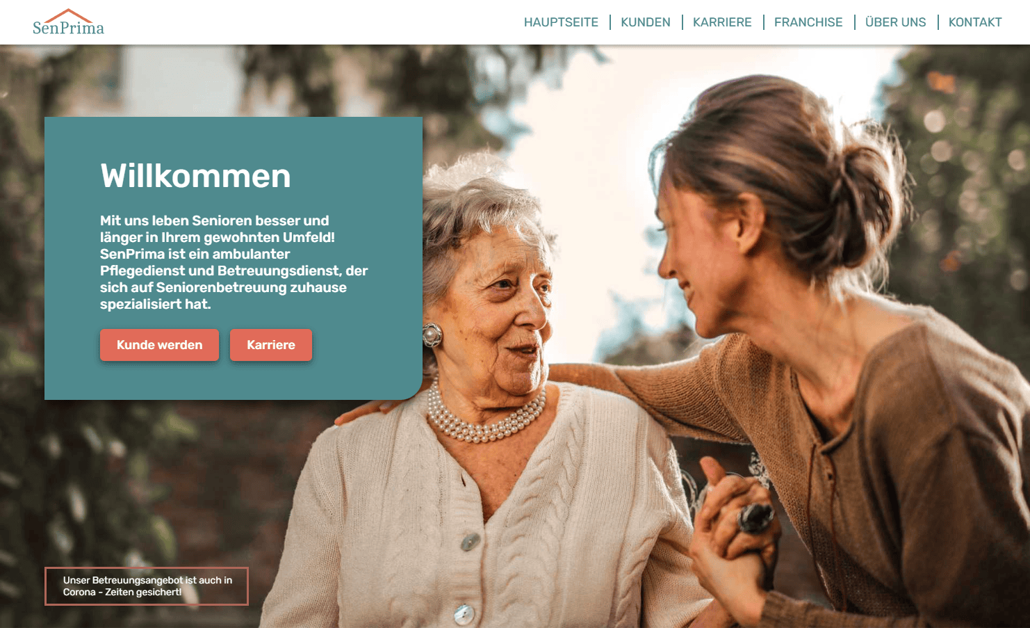Webdesign Pflege SenPrima alte Version